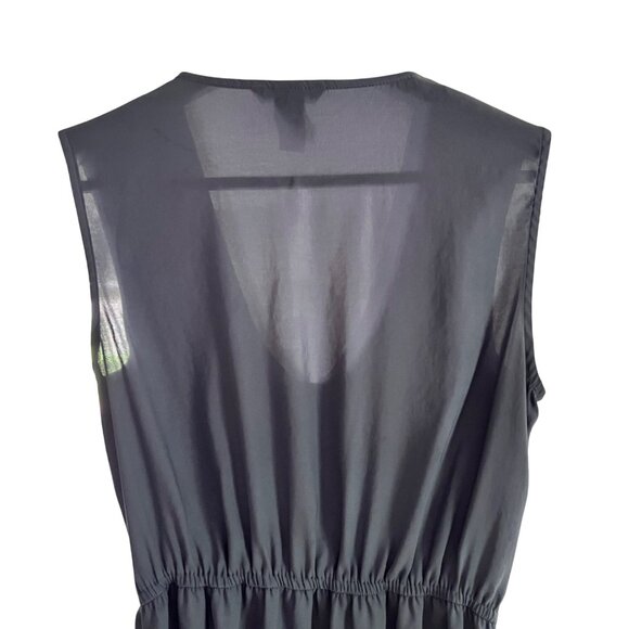 H&M Gray Sleeveless Zip-Front Dress With Pleated Detail & V-Neckline - Size 2 - Picture 6 of 11